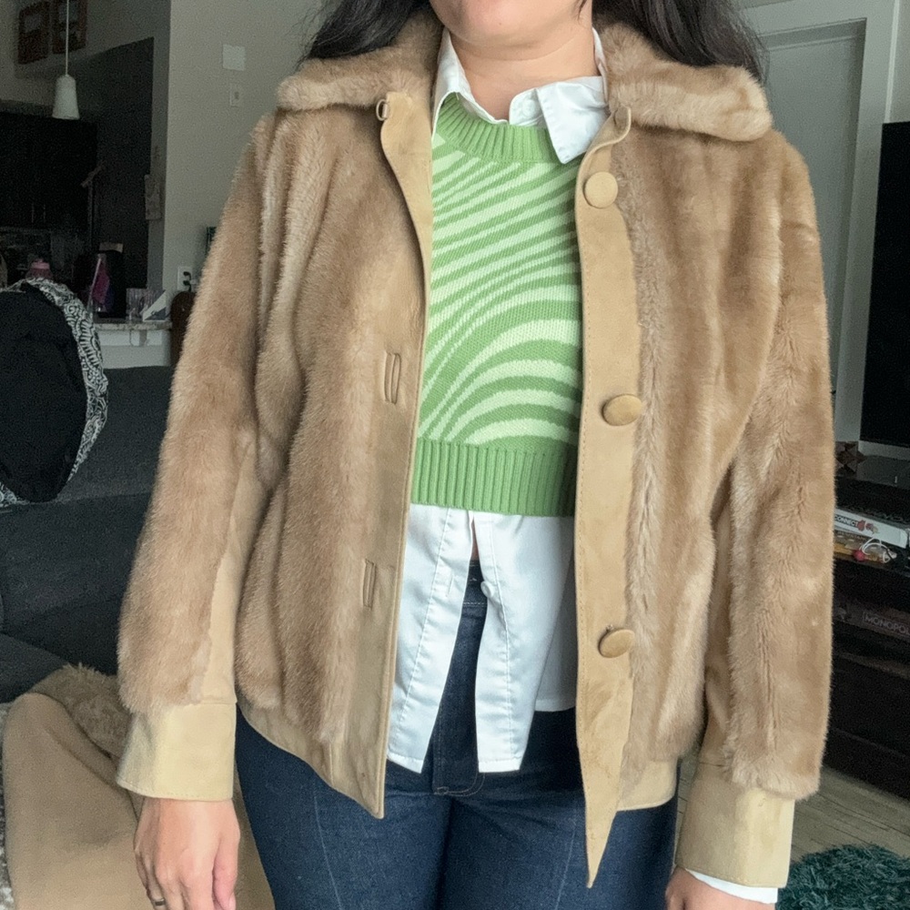 Tan faux fur coat